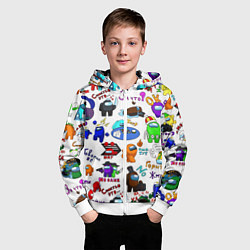 Толстовка на молнии детская AMONG US STICKERBOMBING, цвет: 3D-белый — фото 2