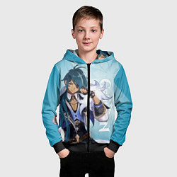 Толстовка на молнии детская GENSHIN IMPACT, КЭЙА, цвет: 3D-черный — фото 2