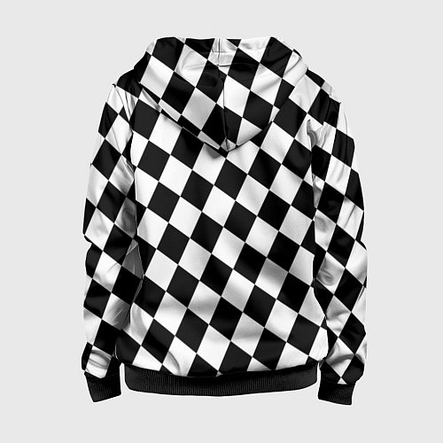 Детская толстовка на молнии Клетки / 3D-Черный – фото 2