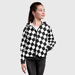 Толстовка на молнии детская Клетки, цвет: 3D-черный — фото 2