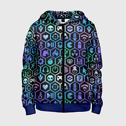 Толстовка на молнии детская Компьютерные игровые символы, цвет: 3D-синий