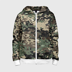 Толстовка на молнии детская Камуфляж Land Rover, цвет: 3D-белый