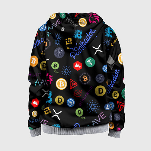 Детская толстовка на молнии ЛОГОТИПЫ КРИПТОВАЛЮТ Z / 3D-Меланж – фото 2
