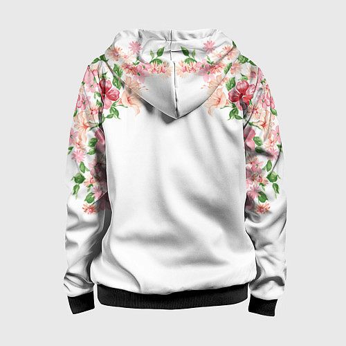 Детская толстовка на молнии Цветы / 3D-Черный – фото 2