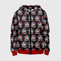 Толстовка на молнии детская Friday Night Funkin, паттерн, цвет: 3D-красный