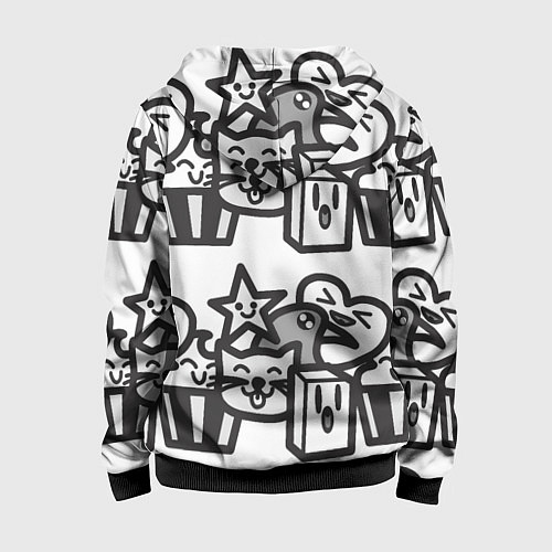 Детская толстовка на молнии Чёрно-белые дудлы / 3D-Черный – фото 2