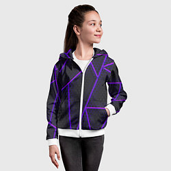 Толстовка на молнии детская СОТЫ НЕОНОВЫЕ - ГЕОМЕТРИЯ, цвет: 3D-белый — фото 2