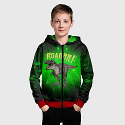 Толстовка на молнии детская Roarrr! Динозавр T-rex, цвет: 3D-красный — фото 2