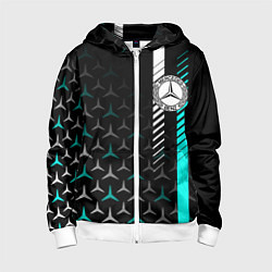 Толстовка на молнии детская МЕРСЕДЕС AQUA BLACK GRADIENT, цвет: 3D-белый