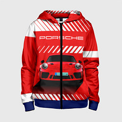 Толстовка на молнии детская PORSCHE ПОРШЕ RED STYLE, цвет: 3D-синий