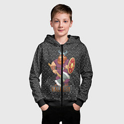 Толстовка на молнии детская Valheim Викинг, цвет: 3D-черный — фото 2