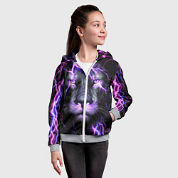 Толстовка на молнии детская НЕОНОВЫЙ ЛЕВ NEON LION, цвет: 3D-меланж — фото 2