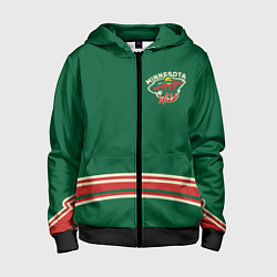 Толстовка на молнии детская Minnesota Wild, цвет: 3D-черный