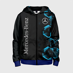 Толстовка на молнии детская Mercedes Мерседес Неон, цвет: 3D-синий