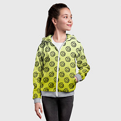 Толстовка на молнии детская Узор спиральки на желтом фоне, цвет: 3D-меланж — фото 2