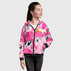 Толстовка на молнии детская Pinkie Pie pattern, цвет: 3D-черный — фото 2