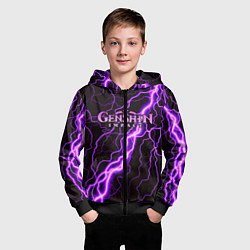 Толстовка на молнии детская GENSHIN IMPACT МОЛНИЯ НЕОН, цвет: 3D-черный — фото 2