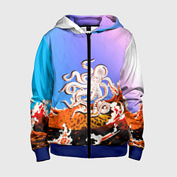 Детская толстовка на молнии Осьминог в Лаве Градиент