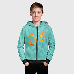 Толстовка на молнии детская Золотые рыбки, цвет: 3D-черный — фото 2