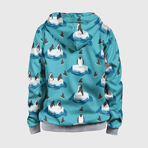 Детская толстовка на молнии Пингвины / 3D-Меланж – фото 2
