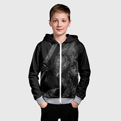 Толстовка на молнии детская БЕРСЕРК черно - белый, цвет: 3D-меланж — фото 2