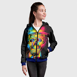 Толстовка на молнии детская Череп-анаглиф, цвет: 3D-синий — фото 2