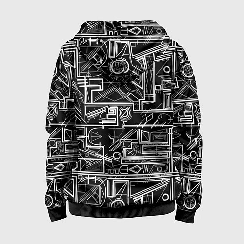 Детская толстовка на молнии Белые абстрактные линии / 3D-Черный – фото 2