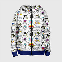 Толстовка на молнии детская Веселые Роджеры пиратов Соломенной Шляпы, цвет: 3D-синий