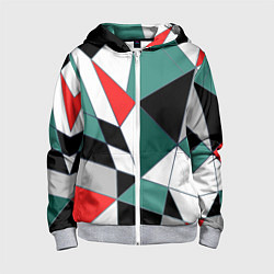 Толстовка на молнии детская Абстрактный геометрический, цвет: 3D-меланж