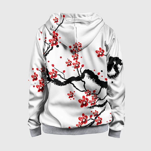 Детская толстовка на молнии САКУРА ЦВЕТЁТ И БЛАГАУХАЕТ / 3D-Меланж – фото 2