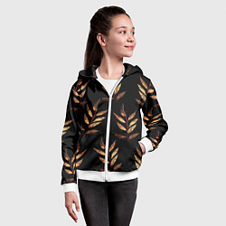 Толстовка на молнии детская Золотисто-красные листья, цвет: 3D-белый — фото 2