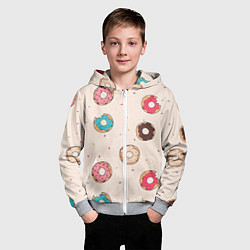 Толстовка на молнии детская Кусанные пончики, цвет: 3D-меланж — фото 2