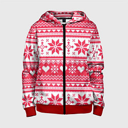 Толстовка на молнии детская Новогодний уют, цвет: 3D-красный