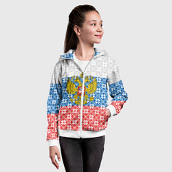 Толстовка на молнии детская Россия, цвет: 3D-белый — фото 2