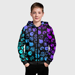 Толстовка на молнии детская 7 СМЕРТНЫХ ГРЕХОВ НЕОН ЭМБЛЕМЫ, цвет: 3D-черный — фото 2