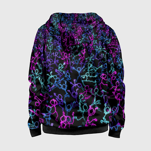 Детская толстовка на молнии Neon Rave Party / 3D-Черный – фото 2