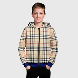 Толстовка на молнии детская Клетчатый принт в стиле Burberry, цвет: 3D-синий — фото 2