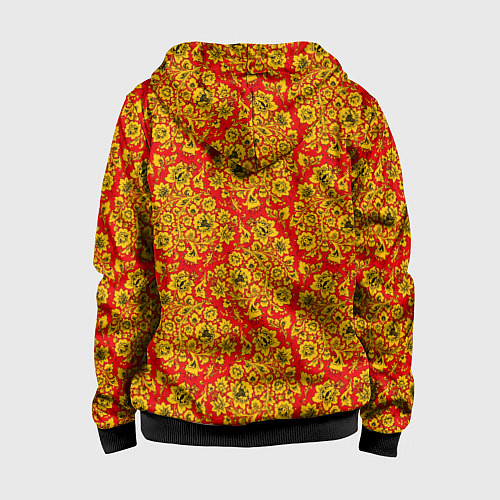 Детская толстовка на молнии Хохломские узоры / 3D-Черный – фото 2