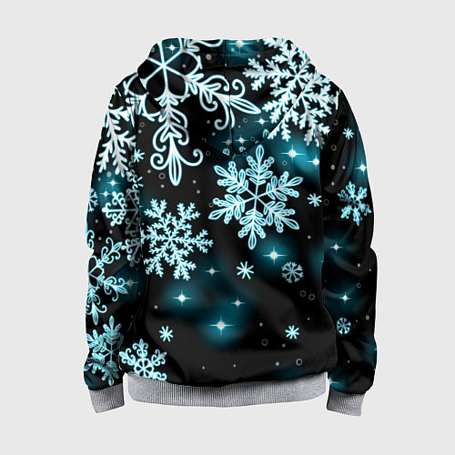 Детская толстовка на молнии Космические снежинки / 3D-Меланж – фото 2
