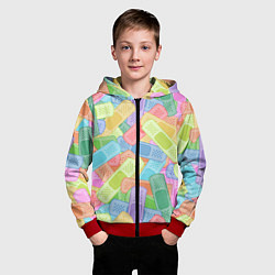 Толстовка на молнии детская Цветные пластыри, цвет: 3D-красный — фото 2