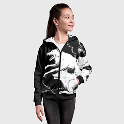 Толстовка на молнии детская Белые волки, цвет: 3D-черный — фото 2