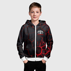 Толстовка на молнии детская Тойота 3D плиты с подсветкой, цвет: 3D-белый — фото 2
