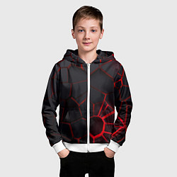 Толстовка на молнии детская Адские 3D плиты 3Д геометрия плиты, цвет: 3D-белый — фото 2