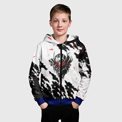 Толстовка на молнии детская Берсерк маска с красными глазами, цвет: 3D-синий — фото 2