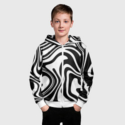 Толстовка на молнии детская Черно-белые полосы Black and white stripes, цвет: 3D-белый — фото 2
