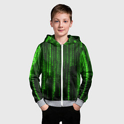 Толстовка на молнии детская Матрица двоичный код, цвет: 3D-меланж — фото 2