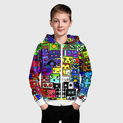 Толстовка на молнии детская Geometry Dash: All Skins, цвет: 3D-белый — фото 2