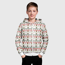 Толстовка на молнии детская Узор новогодний Бело-красно-зеленый, цвет: 3D-белый — фото 2