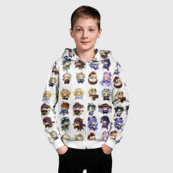 Толстовка на молнии детская Все герои Геншин Импакта чиби паттерн, цвет: 3D-белый — фото 2