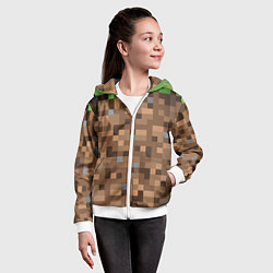 Толстовка на молнии детская ЗЕМЛЯ DIRT MINECRAFT, цвет: 3D-белый — фото 2